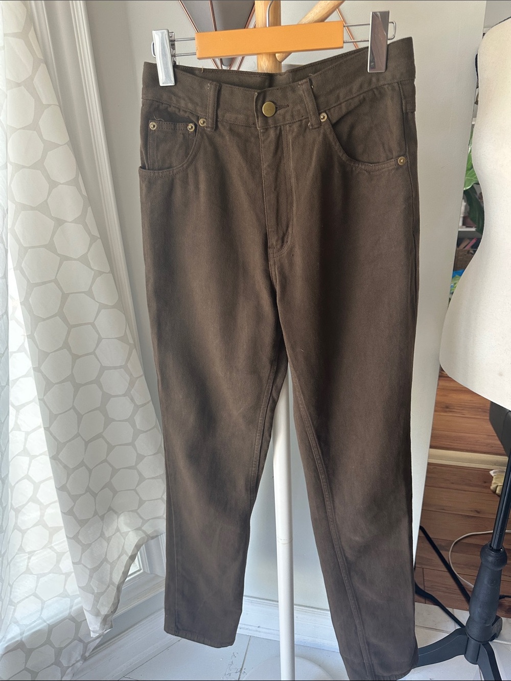 VINTAGE DAVID BRANDON 7008 Women’s Brown High Waist Rise Straight Jeans Size 28